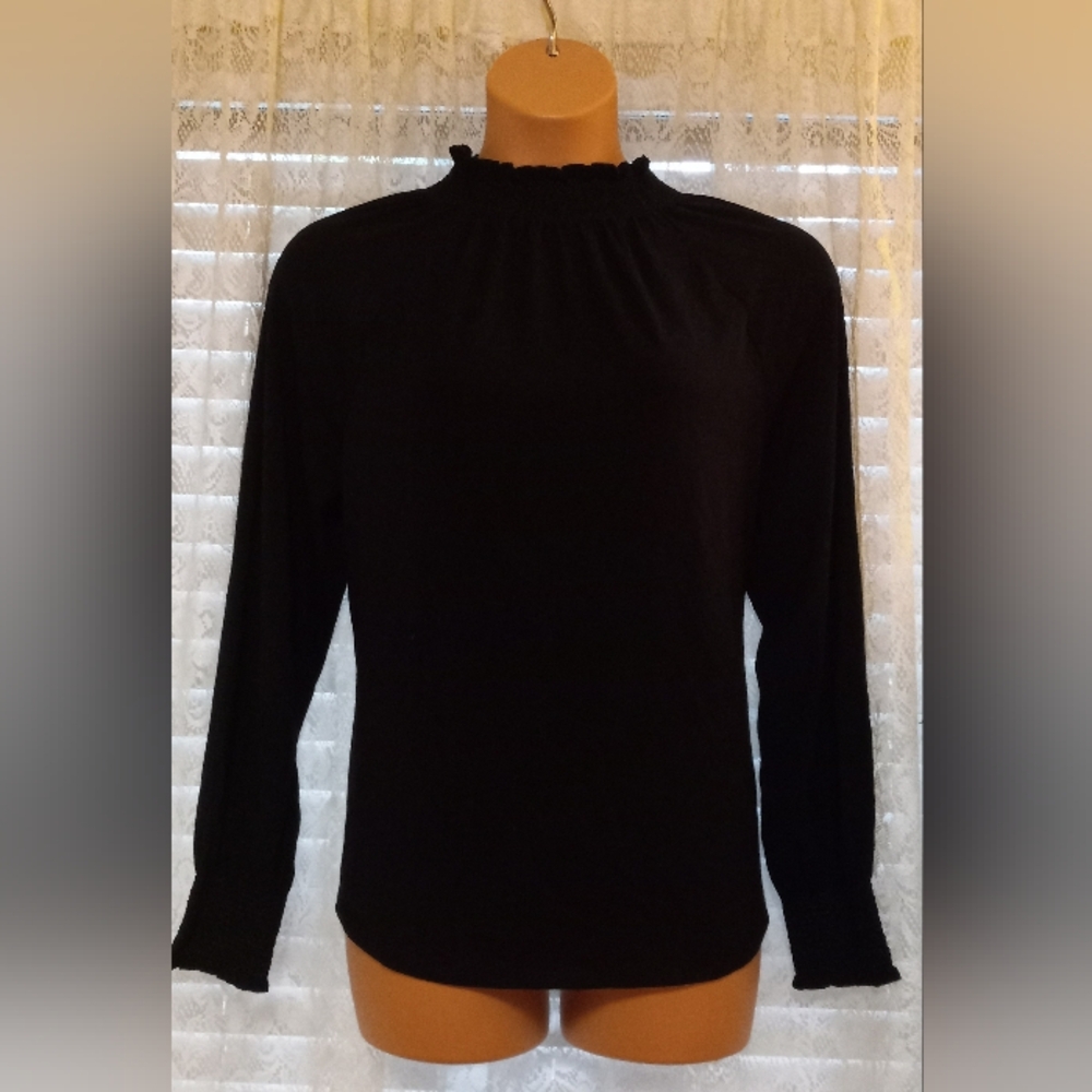 NWT CHICO'S Romantic Knit Peasant Top Black Women's size 3 (XL)